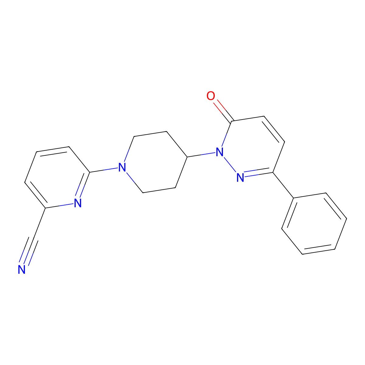 6-[4-(6-Oxo-3-phenyl-1,6-dihydropyridazin-1-yl)piperidin-1-yl]pyridine-2-carbonitrile molecular structure, CAS 2379975-30-9