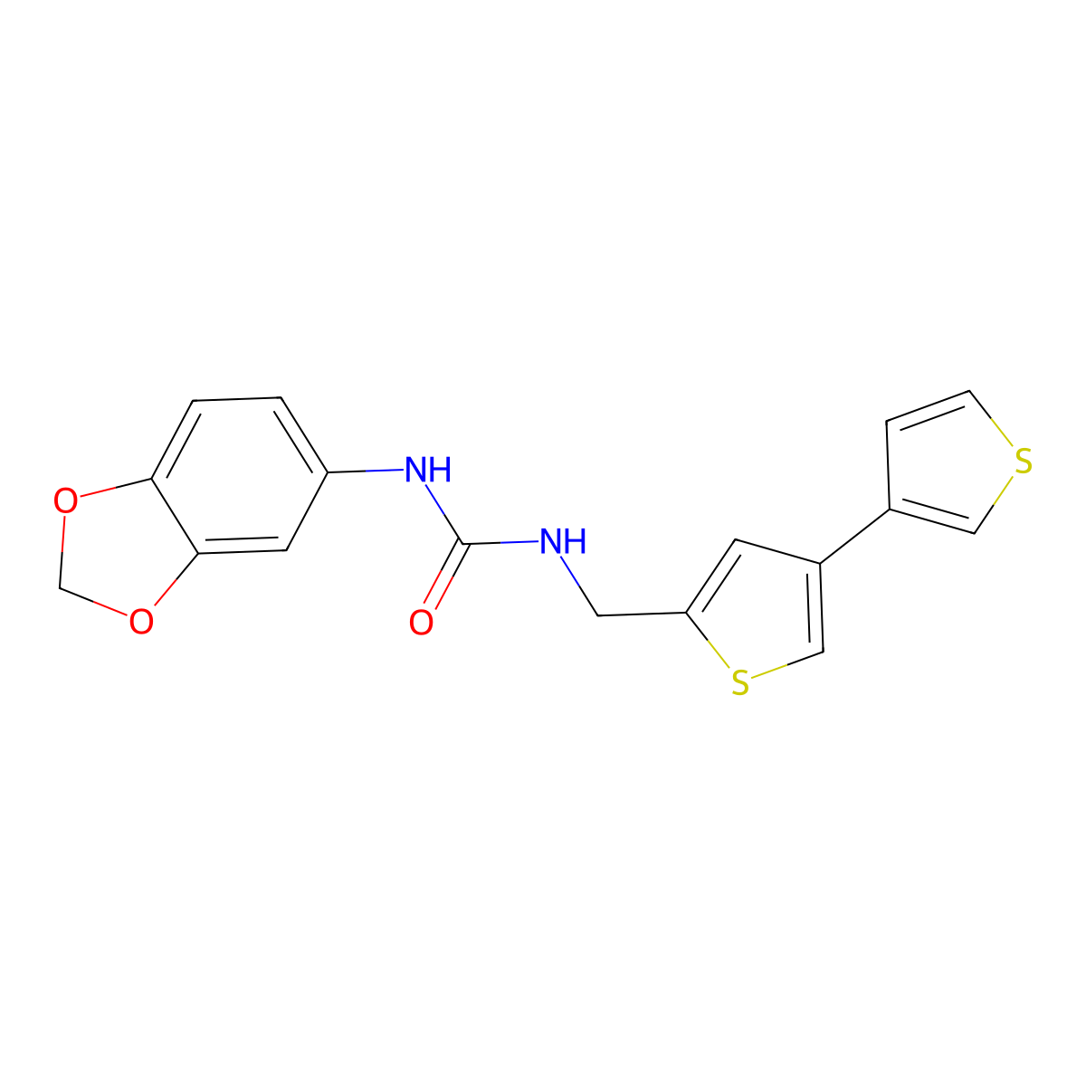 1-(2H-1,3-benzodioxol-5-yl)-3-({[3,3'-bithiophene]-5-yl}methyl)urea molecular structure, CAS 2379975-32-1