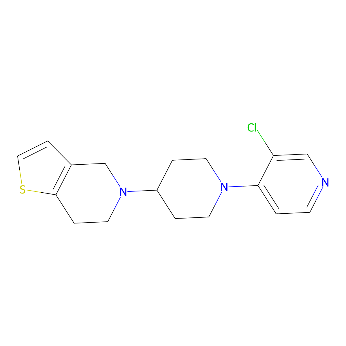 3-chloro-4-(4-{4H,5H,6H,7H-thieno[3,2-c]pyridin-5-yl}piperidin-1-yl)pyridine molecular structure, CAS 2379975-37-6