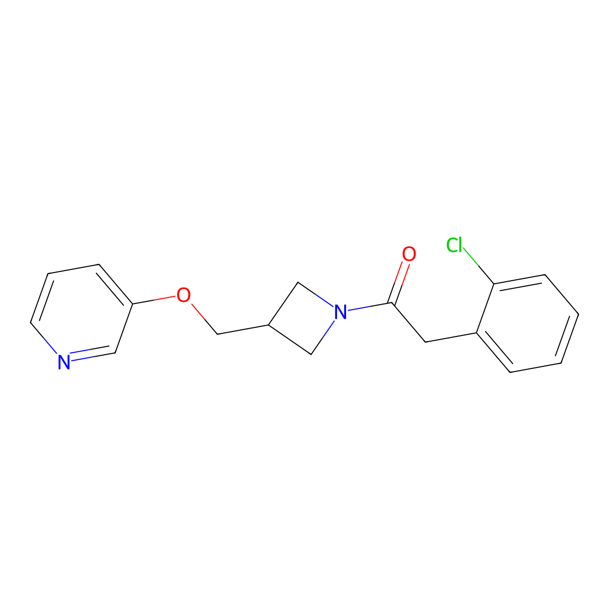 2-(2-Chlorophenyl)-1-{3-[(pyridin-3-yloxy)methyl]azetidin-1-yl}ethan-1-one molecular structure, CAS 2379975-40-1