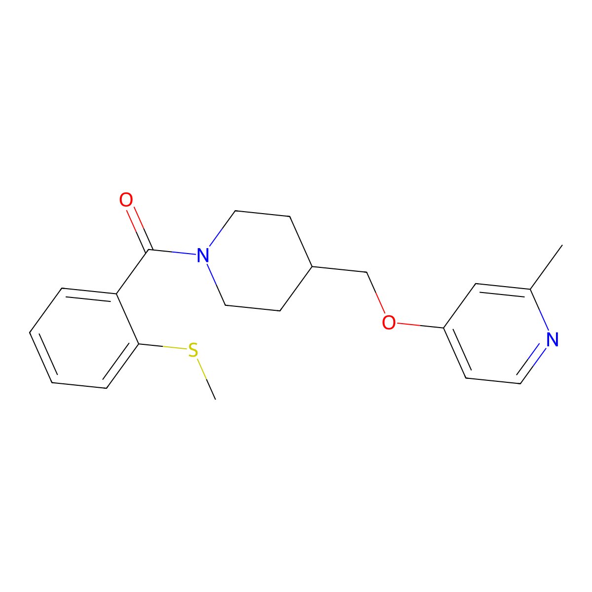 2-Methyl-4-({1-[2-(methylsulfanyl)benzoyl]piperidin-4-yl}methoxy)pyridine molecular structure, CAS 2379975-41-2