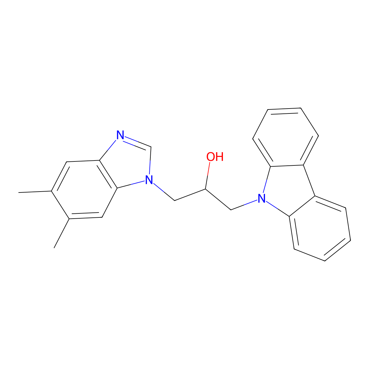 1-(9H-carbazol-9-yl)-3-(5,6-dimethyl-1H-1,3-benzodiazol-1-yl)propan-2-ol molecular structure, CAS 2379975-42-3