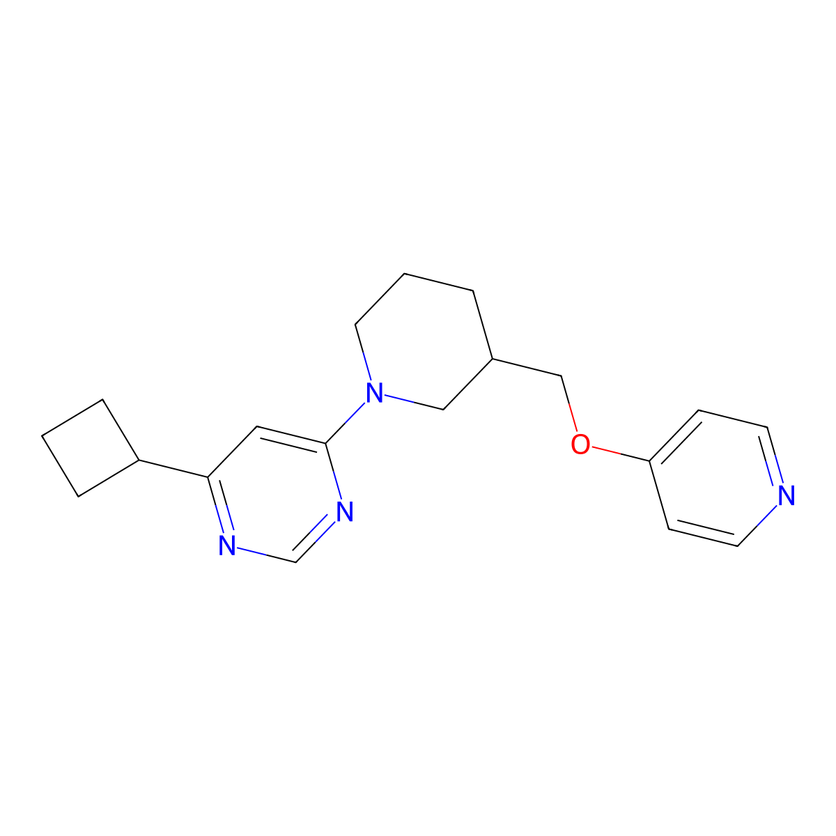 4-Cyclobutyl-6-{3-[(pyridin-4-yloxy)methyl]piperidin-1-yl}pyrimidine molecular structure, CAS 2379975-44-5
