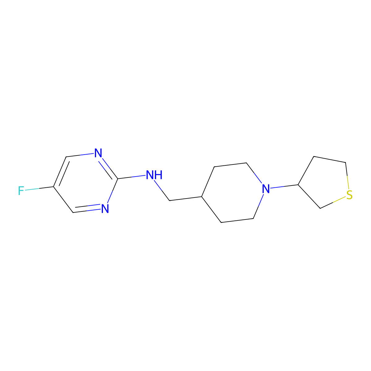 5-fluoro-N-{[1-(thiolan-3-yl)piperidin-4-yl]methyl}pyrimidin-2-amine molecular structure, CAS 2379975-60-5