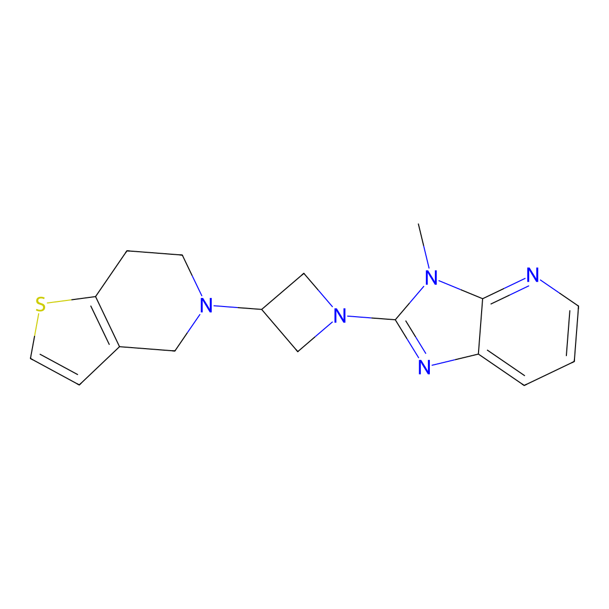 1-{3-methyl-3H-imidazo[4,5-b]pyridin-2-yl}-3-{4H,5H,6H,7H-thieno[3,2-c]pyridin-5-yl}azetidine molecular structure, CAS 2379975-71-8