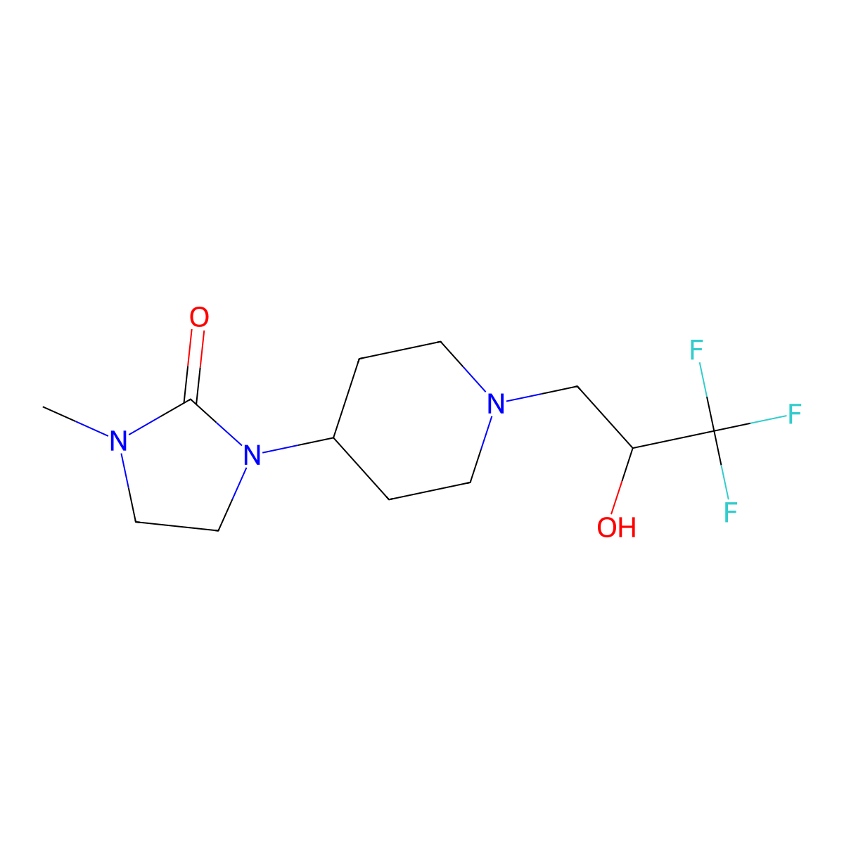 1-Methyl-3-[1-(3,3,3-trifluoro-2-hydroxypropyl)piperidin-4-yl]imidazolidin-2-one molecular structure, CAS 2379975-80-9