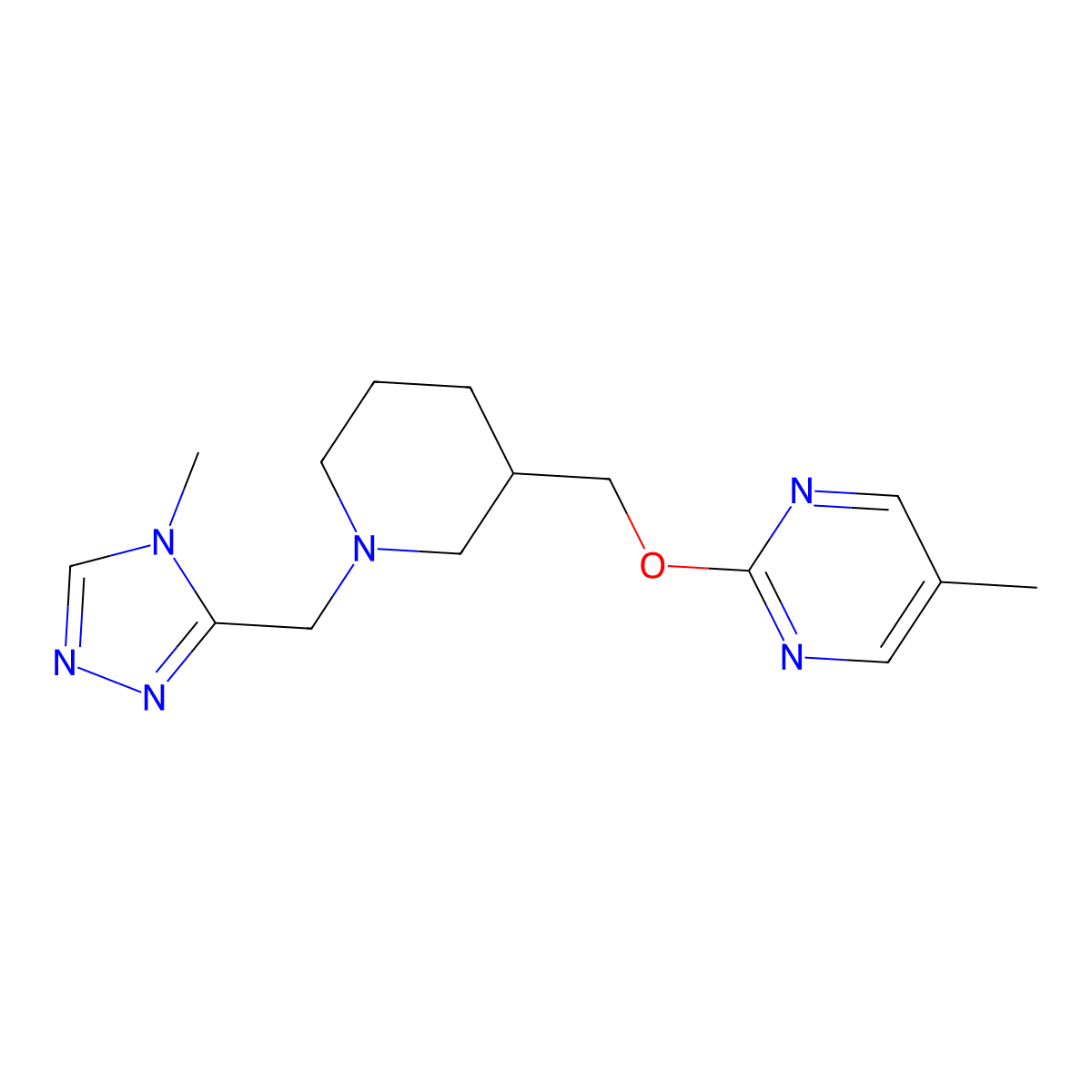 5-methyl-2-({1-[(4-methyl-4H-1,2,4-triazol-3-yl)methyl]piperidin-3-yl}methoxy)pyrimidine molecular structure, CAS 2379975-85-4