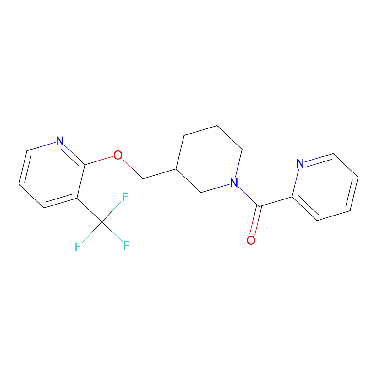 2-{[1-(Pyridine-2-carbonyl)piperidin-3-yl]methoxy}-3-(trifluoromethyl)pyridine molecular structure, CAS 2379975-87-6