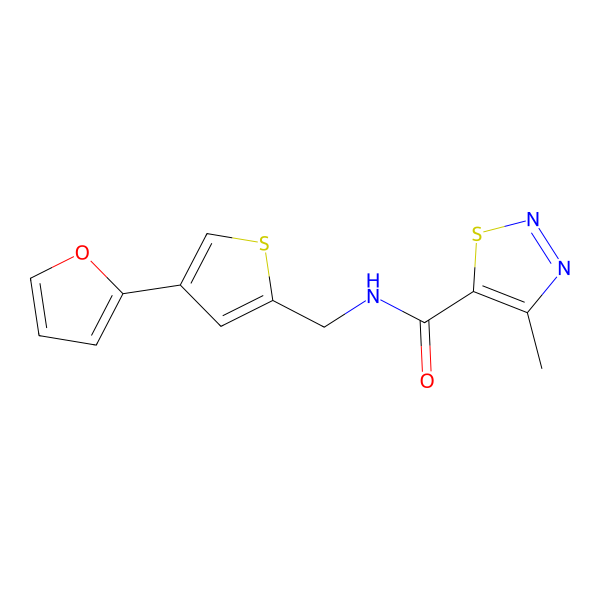 N-{[4-(furan-2-yl)thiophen-2-yl]methyl}-4-methyl-1,2,3-thiadiazole-5-carboxamide molecular structure, CAS 2379975-89-8