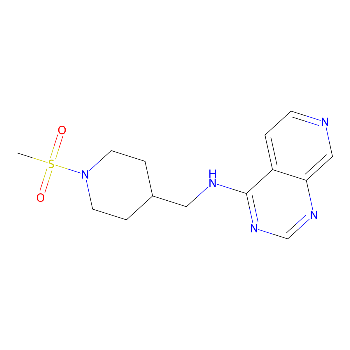 N-[(1-methanesulfonylpiperidin-4-yl)methyl]pyrido[3,4-d]pyrimidin-4-amine molecular structure, CAS 2379975-95-6