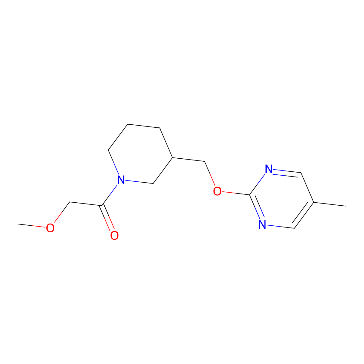 2-Methoxy-1-(3-{[(5-methylpyrimidin-2-yl)oxy]methyl}piperidin-1-yl)ethan-1-one molecular structure, CAS 2379975-96-7