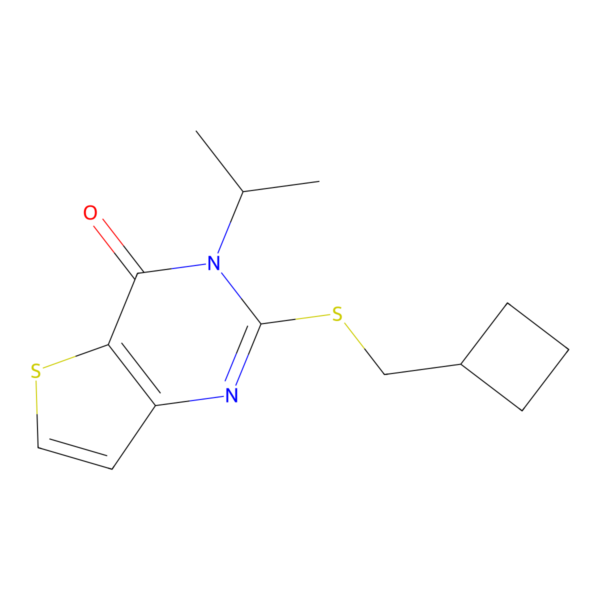 2-[(cyclobutylmethyl)sulfanyl]-3-(propan-2-yl)-3H,4H-thieno[3,2-d]pyrimidin-4-one molecular structure, CAS 2379975-97-8