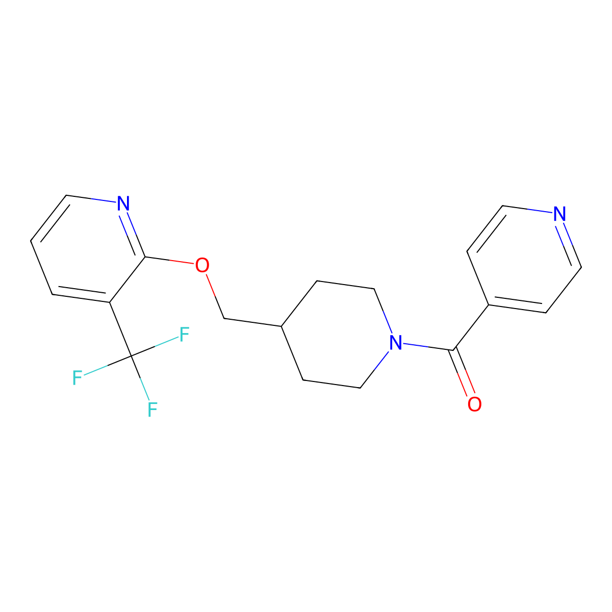 2-{[1-(Pyridine-4-carbonyl)piperidin-4-yl]methoxy}-3-(trifluoromethyl)pyridine molecular structure, CAS 2379975-99-0