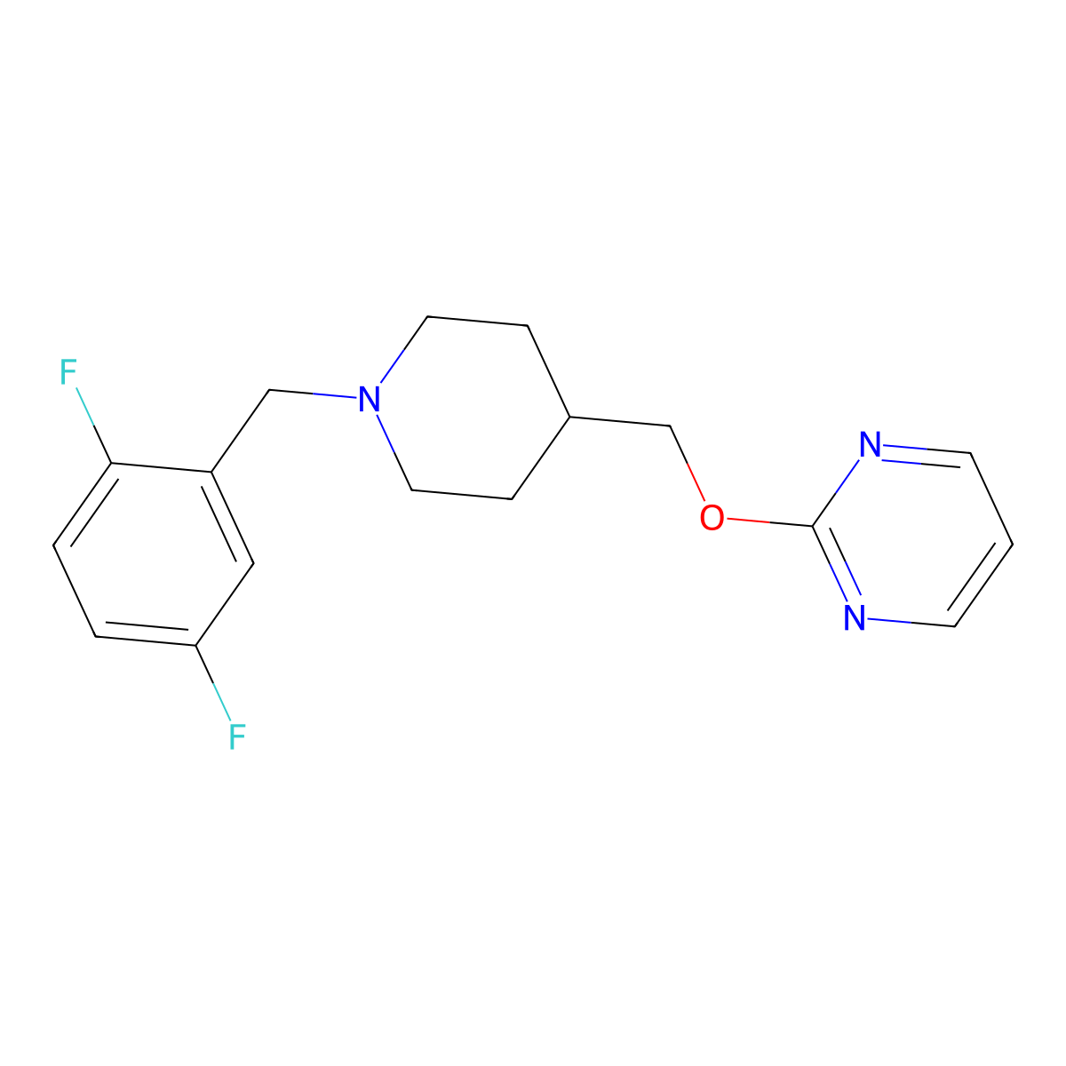 2-({1-[(2,5-Difluorophenyl)methyl]piperidin-4-yl}methoxy)pyrimidine molecular structure, CAS 2379976-01-7
