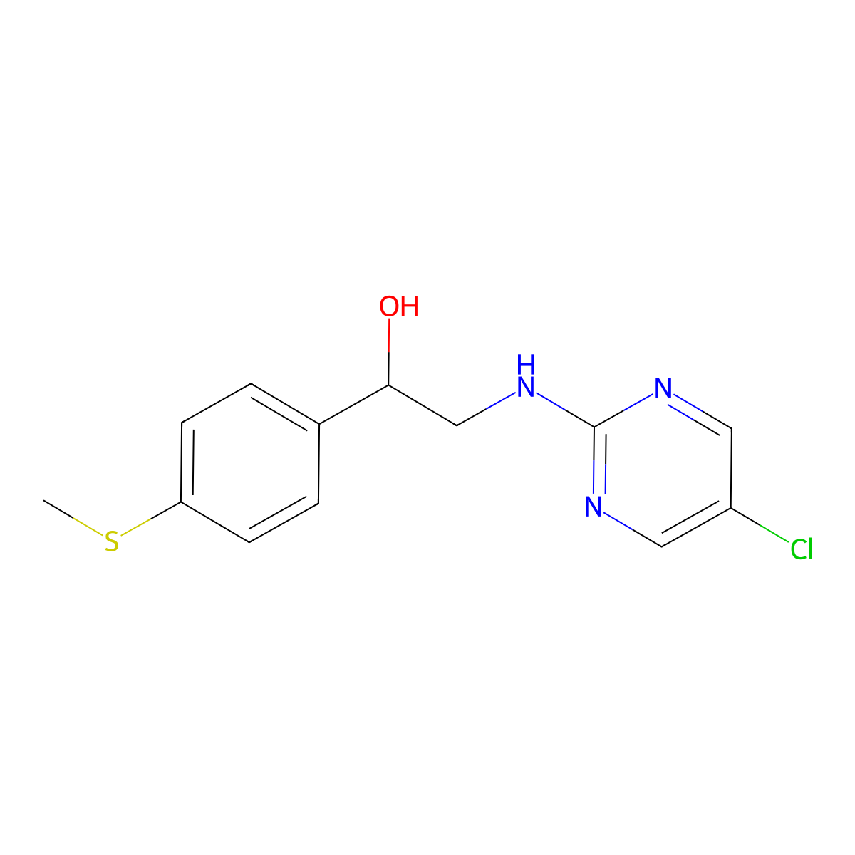 2-[(5-Chloropyrimidin-2-yl)amino]-1-[4-(methylsulfanyl)phenyl]ethan-1-ol molecular structure, CAS 2379976-03-9