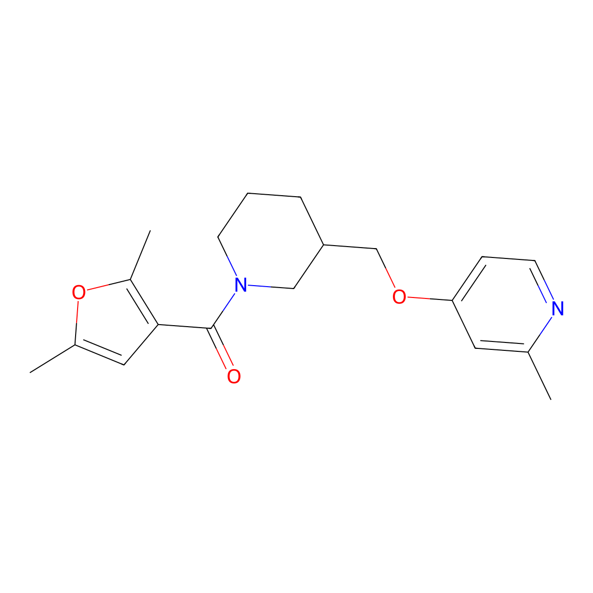 4-{[1-(2,5-Dimethylfuran-3-carbonyl)piperidin-3-yl]methoxy}-2-methylpyridine molecular structure, CAS 2379976-10-8