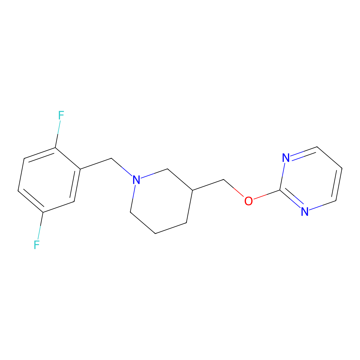 2-({1-[(2,5-Difluorophenyl)methyl]piperidin-3-yl}methoxy)pyrimidine molecular structure, CAS 2379976-11-9