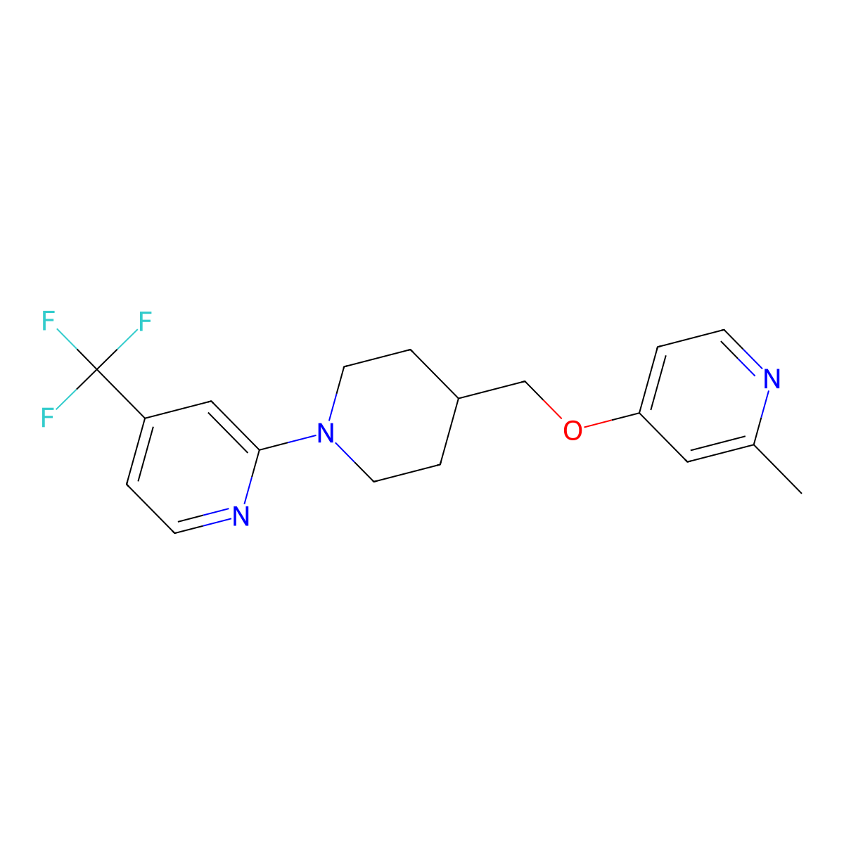 2-(4-{[(2-Methylpyridin-4-yl)oxy]methyl}piperidin-1-yl)-4-(trifluoromethyl)pyridine molecular structure, CAS 2379976-12-0