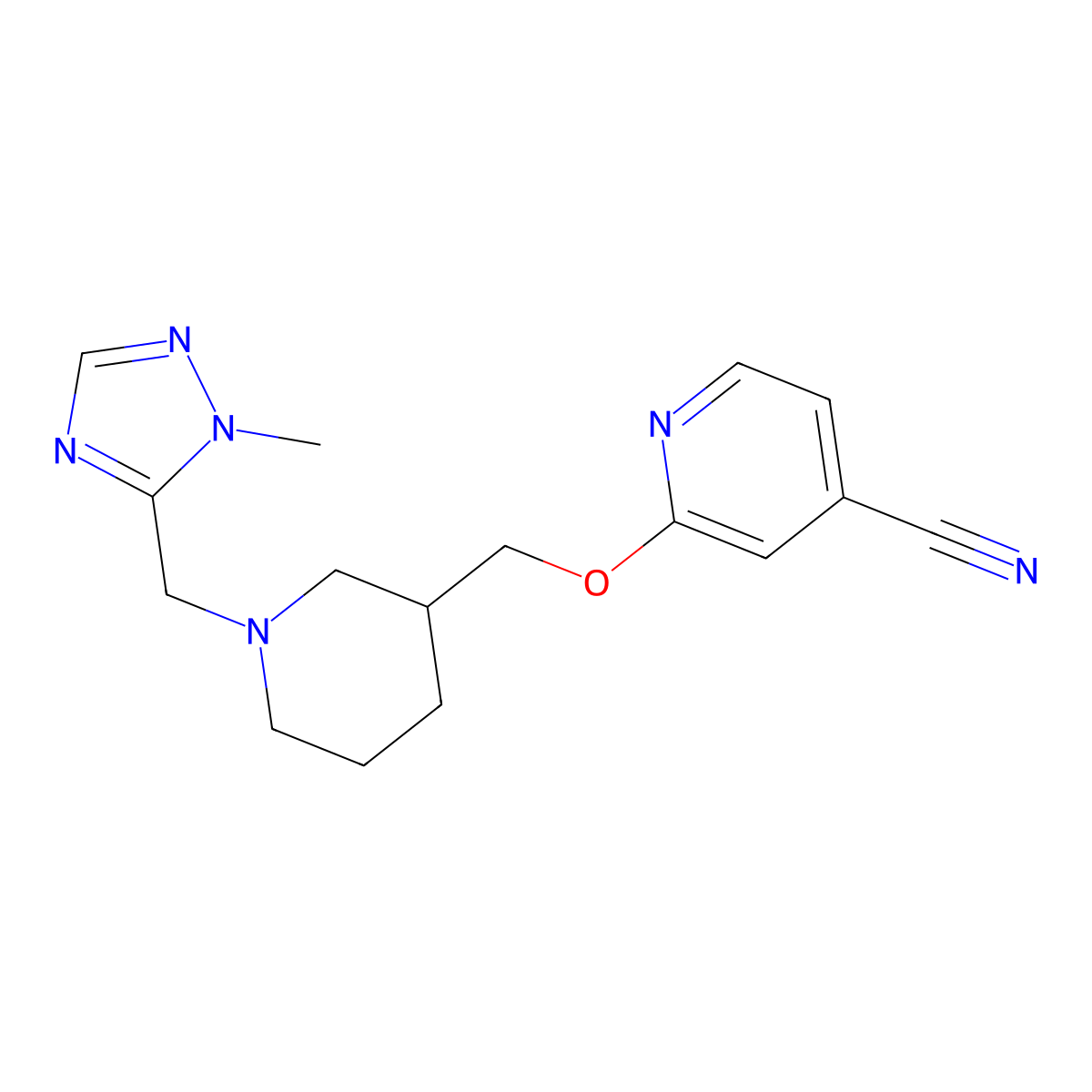 2-({1-[(1-methyl-1H-1,2,4-triazol-5-yl)methyl]piperidin-3-yl}methoxy)pyridine-4-carbonitrile molecular structure, CAS 2379976-15-3