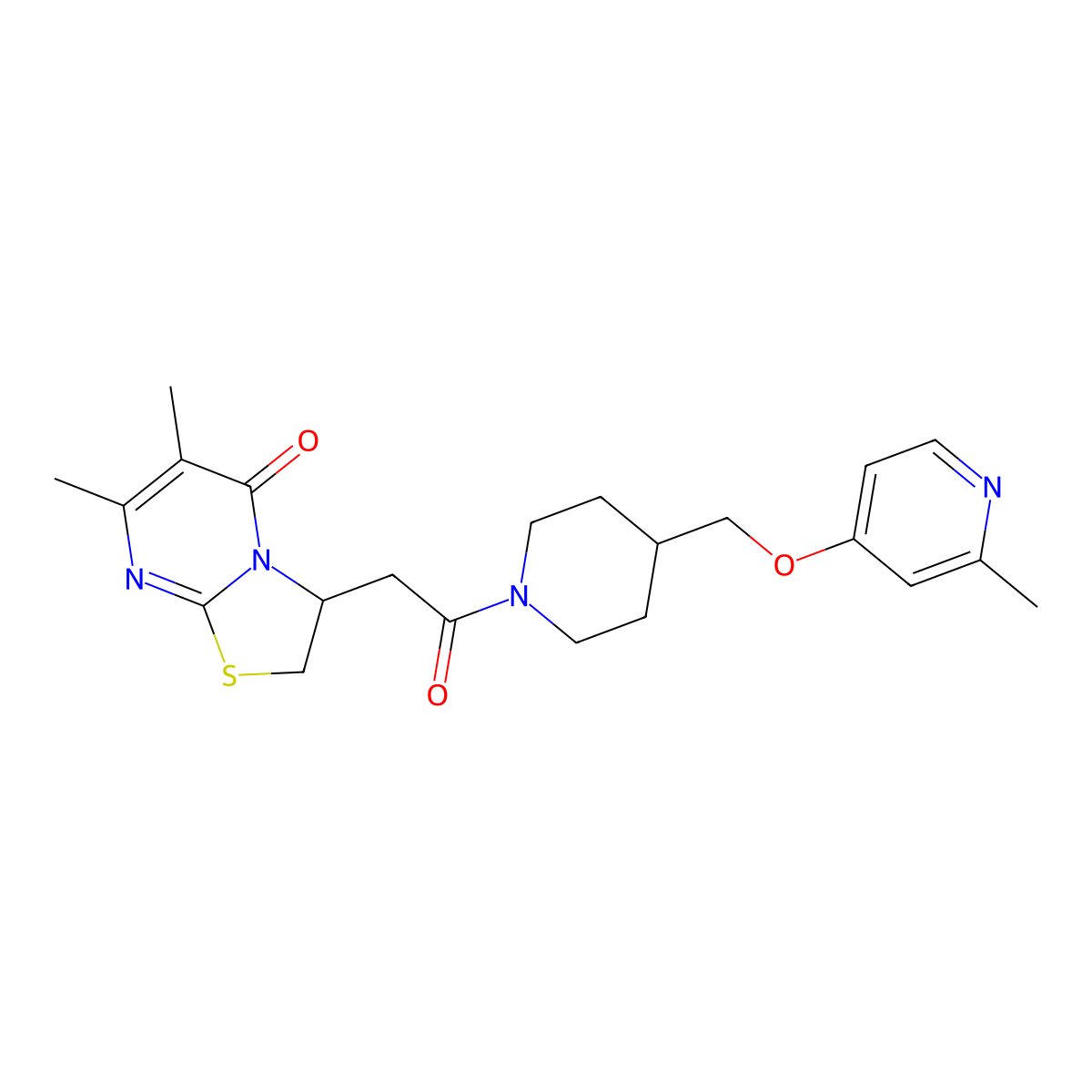 6,7-dimethyl-3-[2-(4-{[(2-methylpyridin-4-yl)oxy]methyl}piperidin-1-yl)-2-oxoethyl]-2H,3H,5H-[1,3]thiazolo[3,2-a]pyrimidin-5-one molecular structure, CAS 2379976-18-6