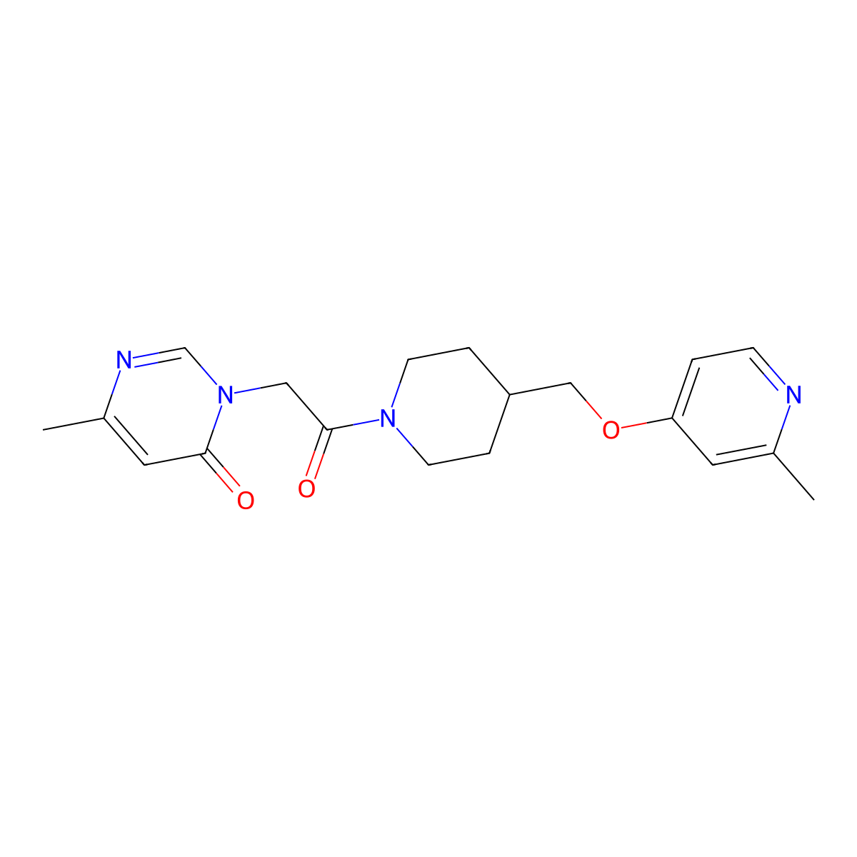 6-Methyl-3-[2-(4-{[(2-methylpyridin-4-yl)oxy]methyl}piperidin-1-yl)-2-oxoethyl]-3,4-dihydropyrimidin-4-one molecular structure, CAS 2379976-22-2