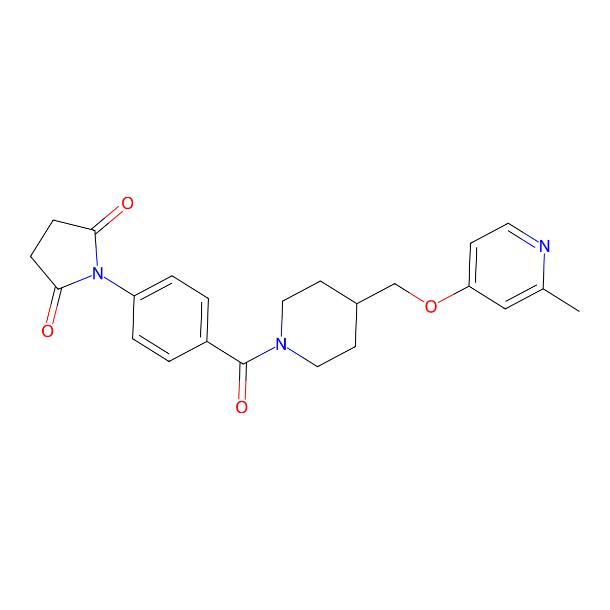 1-[4-(4-{[(2-Methylpyridin-4-yl)oxy]methyl}piperidine-1-carbonyl)phenyl]pyrrolidine-2,5-dione molecular structure, CAS 2379976-31-3