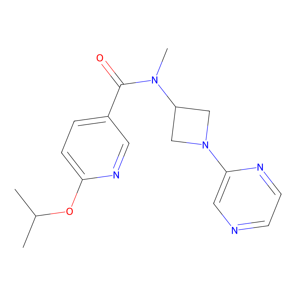 N-methyl-6-(propan-2-yloxy)-N-[1-(pyrazin-2-yl)azetidin-3-yl]pyridine-3-carboxamide molecular structure, CAS 2379976-32-4