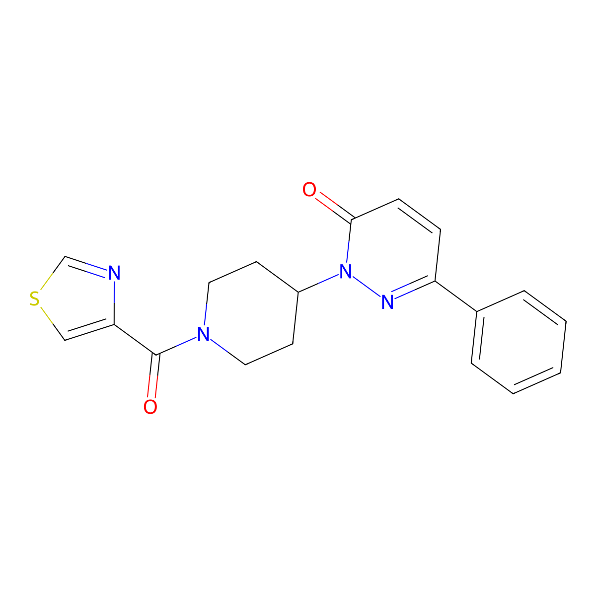 6-Phenyl-2-[1-(1,3-thiazole-4-carbonyl)piperidin-4-yl]-2,3-dihydropyridazin-3-one molecular structure, CAS 2379976-33-5
