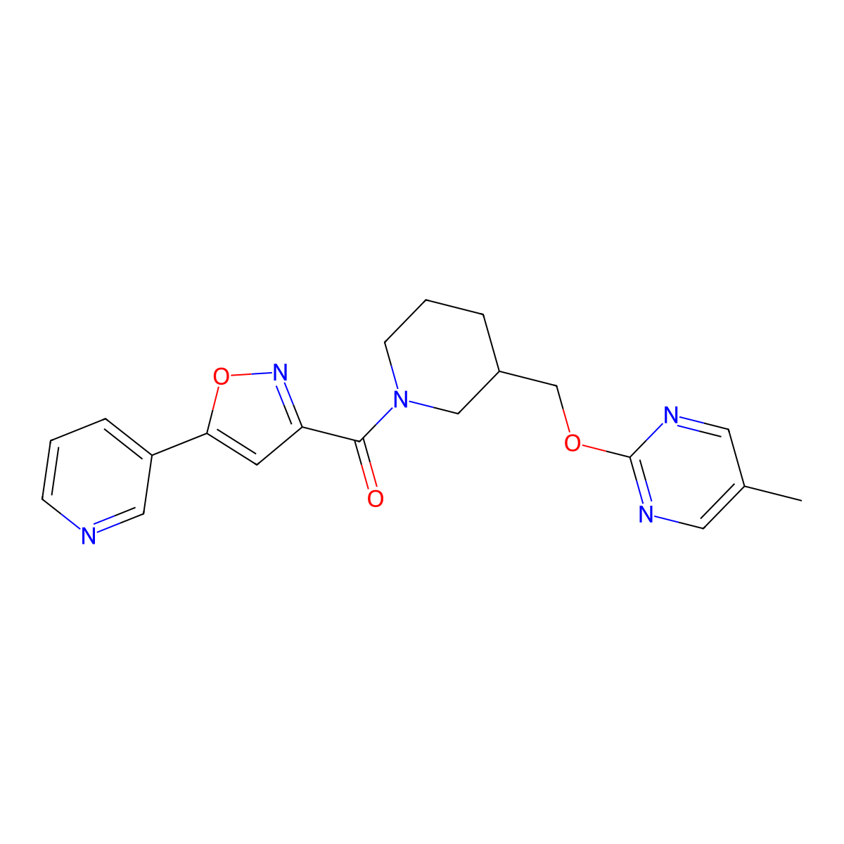 5-Methyl-2-({1-[5-(pyridin-3-yl)-1,2-oxazole-3-carbonyl]piperidin-3-yl}methoxy)pyrimidine molecular structure, CAS 2379976-36-8