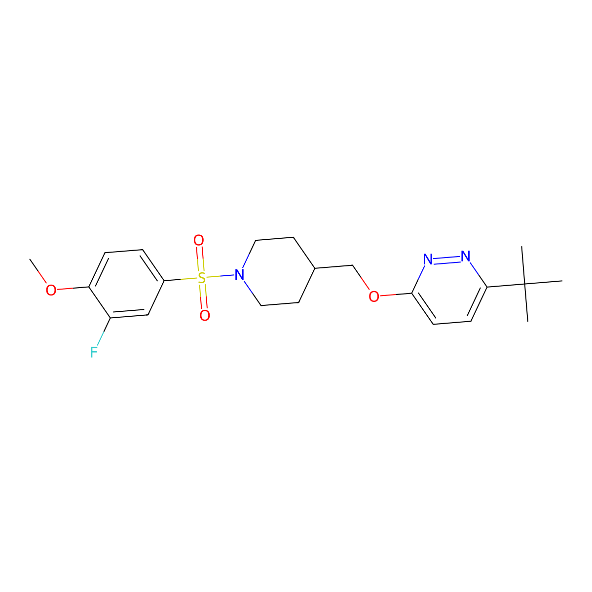 3-Tert-butyl-6-{[1-(3-fluoro-4-methoxybenzenesulfonyl)piperidin-4-yl]methoxy}pyridazine molecular structure, CAS 2379976-39-1