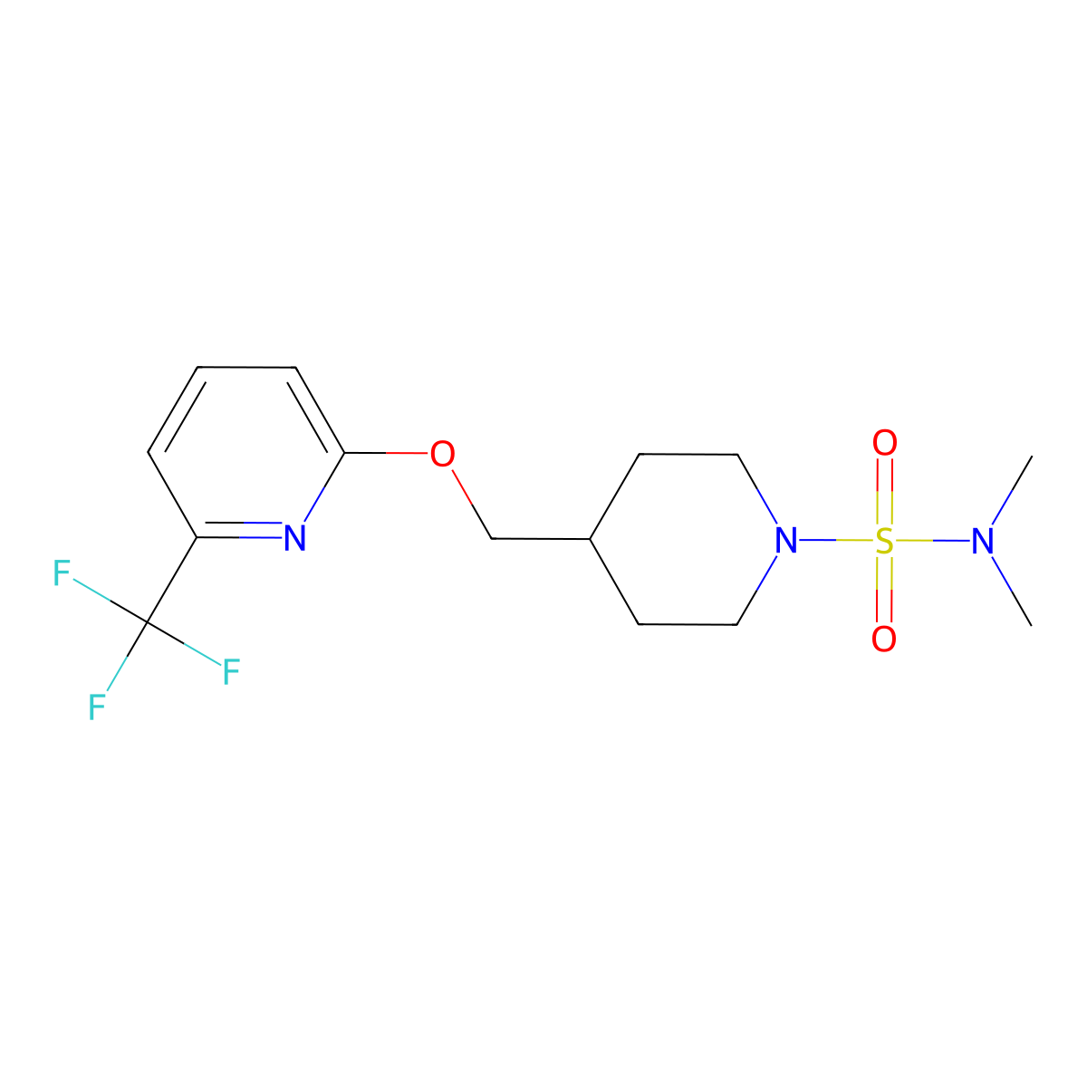 N,N-dimethyl-4-({[6-(trifluoromethyl)pyridin-2-yl]oxy}methyl)piperidine-1-sulfonamide molecular structure, CAS 2379976-42-6