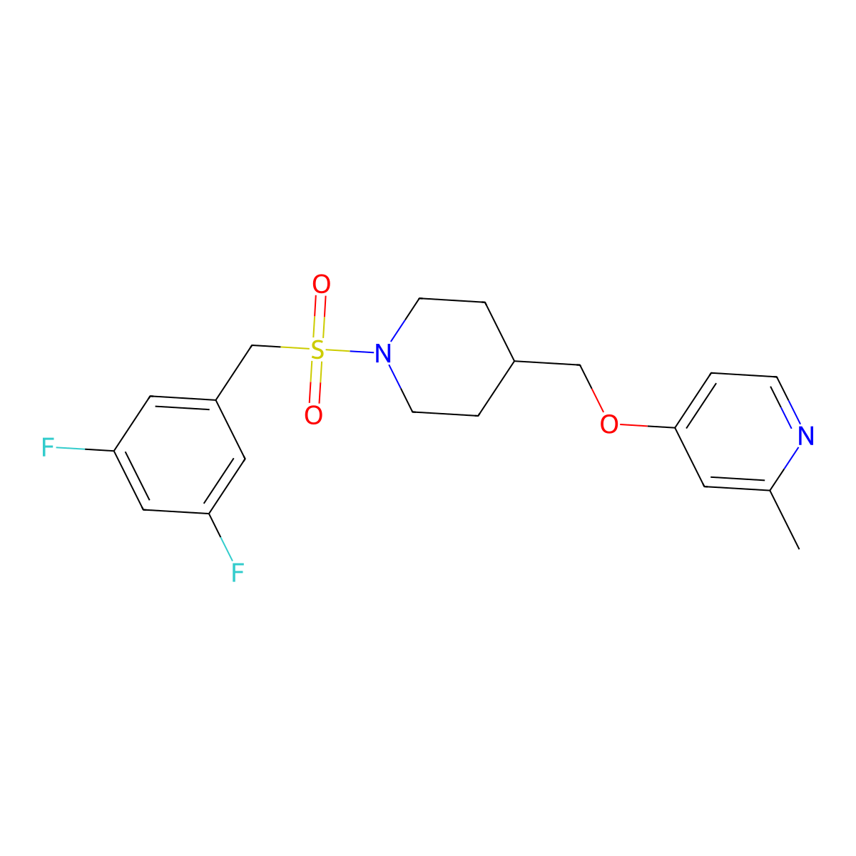4-({1-[(3,5-Difluorophenyl)methanesulfonyl]piperidin-4-yl}methoxy)-2-methylpyridine molecular structure, CAS 2379976-43-7
