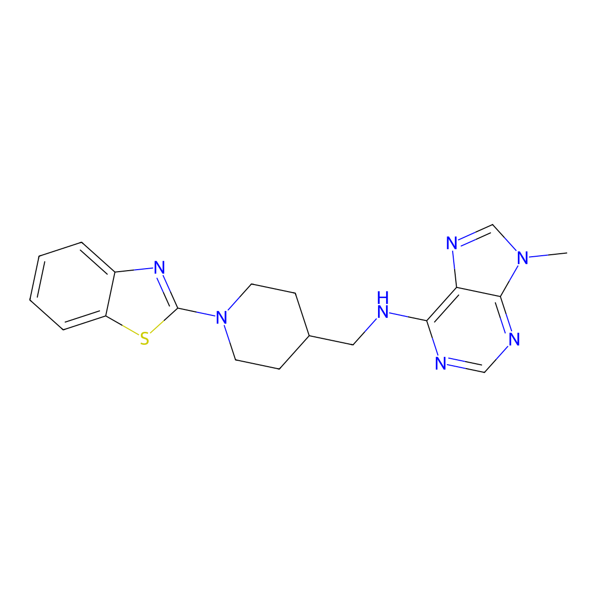 N-{[1-(1,3-benzothiazol-2-yl)piperidin-4-yl]methyl}-9-methyl-9H-purin-6-amine molecular structure, CAS 2379976-44-8