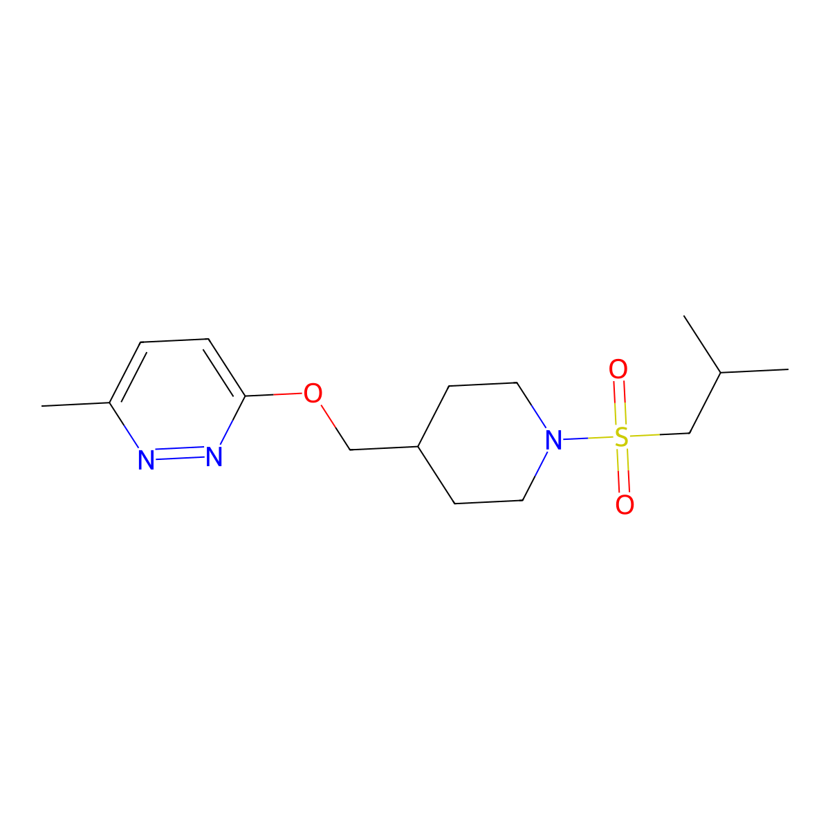 3-Methyl-6-{[1-(2-methylpropanesulfonyl)piperidin-4-yl]methoxy}pyridazine molecular structure, CAS 2379976-57-3