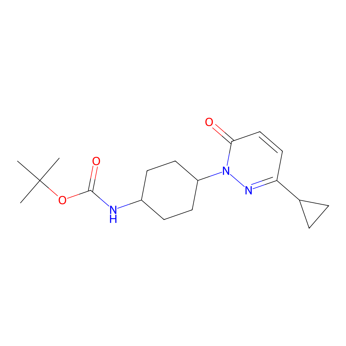 tert-butyl N-[4-(3-cyclopropyl-6-oxo-1,6-dihydropyridazin-1-yl)cyclohexyl]carbamate molecular structure, CAS 2379976-58-4