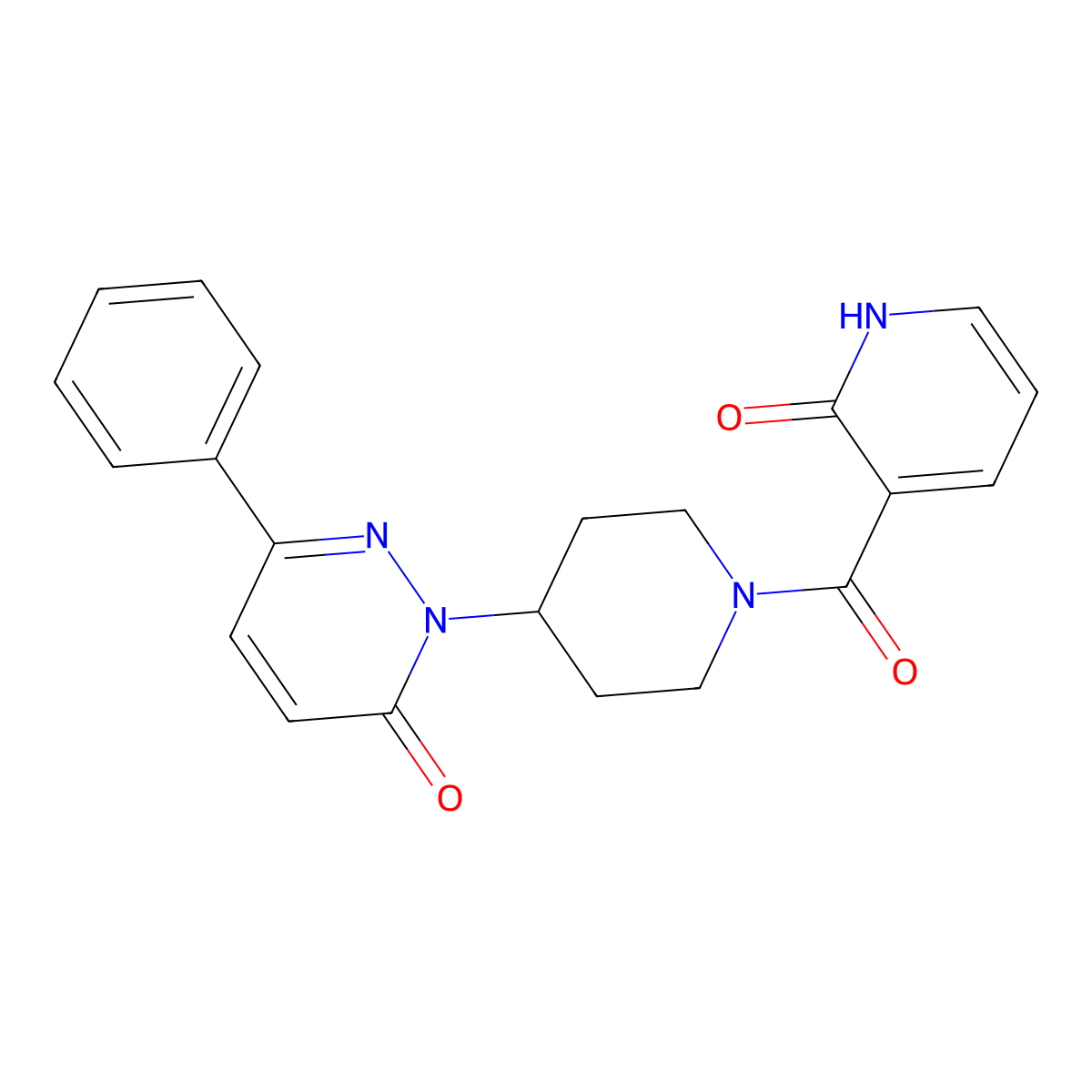 2-[1-(2-Oxo-1,2-dihydropyridine-3-carbonyl)piperidin-4-yl]-6-phenyl-2,3-dihydropyridazin-3-one molecular structure, CAS 2379976-59-5