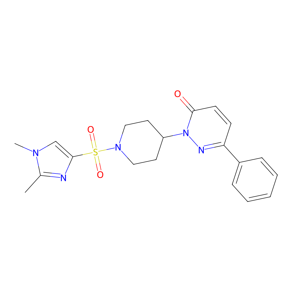 2-{1-[(1,2-dimethyl-1H-imidazol-4-yl)sulfonyl]piperidin-4-yl}-6-phenyl-2,3-dihydropyridazin-3-one molecular structure, CAS 2379976-64-2