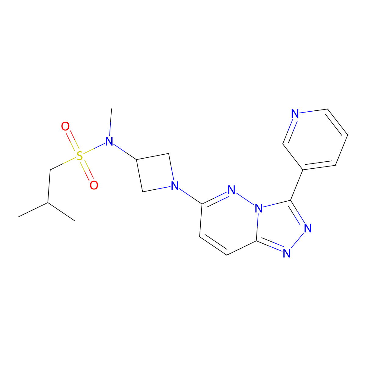 N,2-dimethyl-N-{1-[3-(pyridin-3-yl)-[1,2,4]triazolo[4,3-b]pyridazin-6-yl]azetidin-3-yl}propane-1-sulfonamide molecular structure, CAS 2379976-65-3