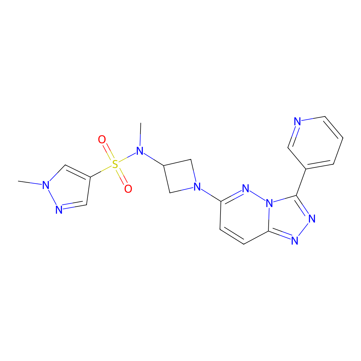 N,1-dimethyl-N-{1-[3-(pyridin-3-yl)-[1,2,4]triazolo[4,3-b]pyridazin-6-yl]azetidin-3-yl}-1H-pyrazole-4-sulfonamide molecular structure, CAS 2379976-70-0