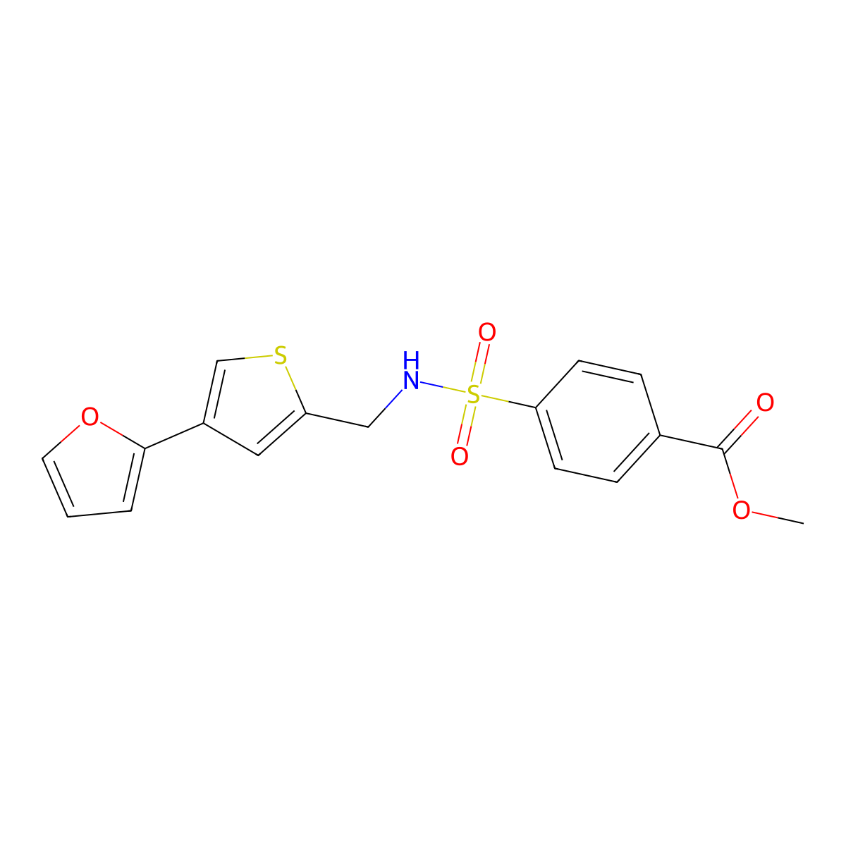 Methyl 4-({[4-(furan-2-yl)thiophen-2-yl]methyl}sulfamoyl)benzoate molecular structure, CAS 2379976-74-4