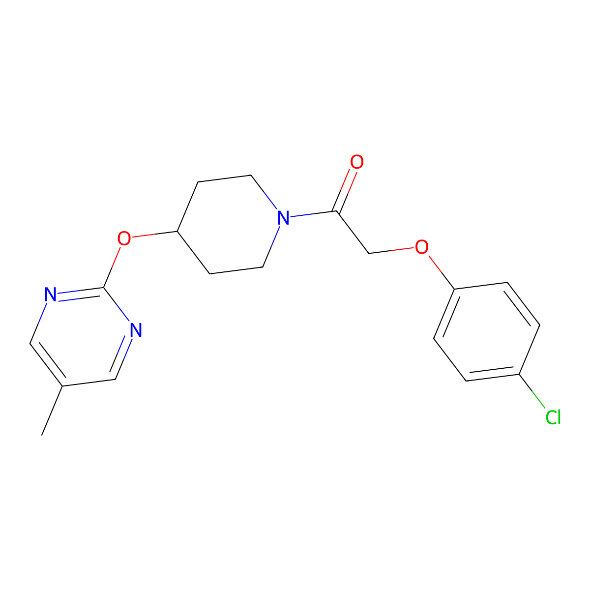 2-(4-Chlorophenoxy)-1-{4-[(5-methylpyrimidin-2-yl)oxy]piperidin-1-yl}ethan-1-one molecular structure, CAS 2379976-77-7