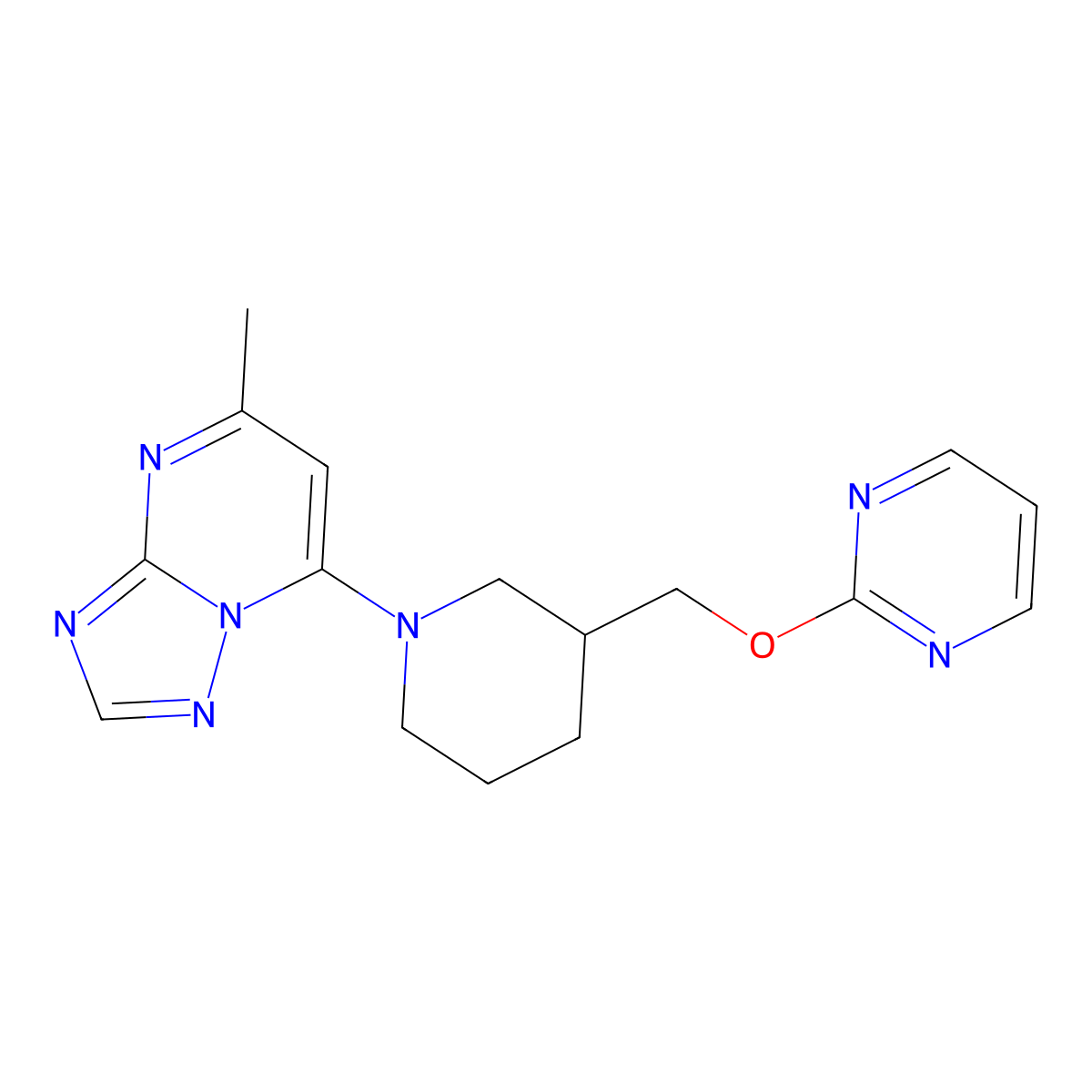 2-[(1-{5-Methyl-[1,2,4]triazolo[1,5-a]pyrimidin-7-yl}piperidin-3-yl)methoxy]pyrimidine molecular structure, CAS 2379976-79-9