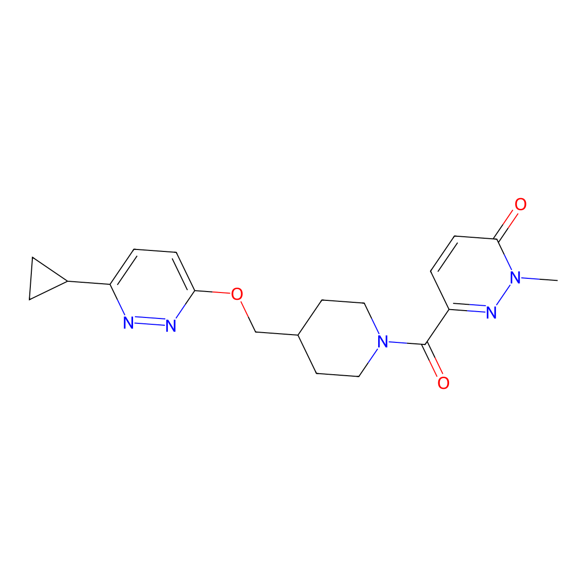 6-(4-{[(6-Cyclopropylpyridazin-3-yl)oxy]methyl}piperidine-1-carbonyl)-2-methyl-2,3-dihydropyridazin-3-one molecular structure, CAS 2379976-80-2