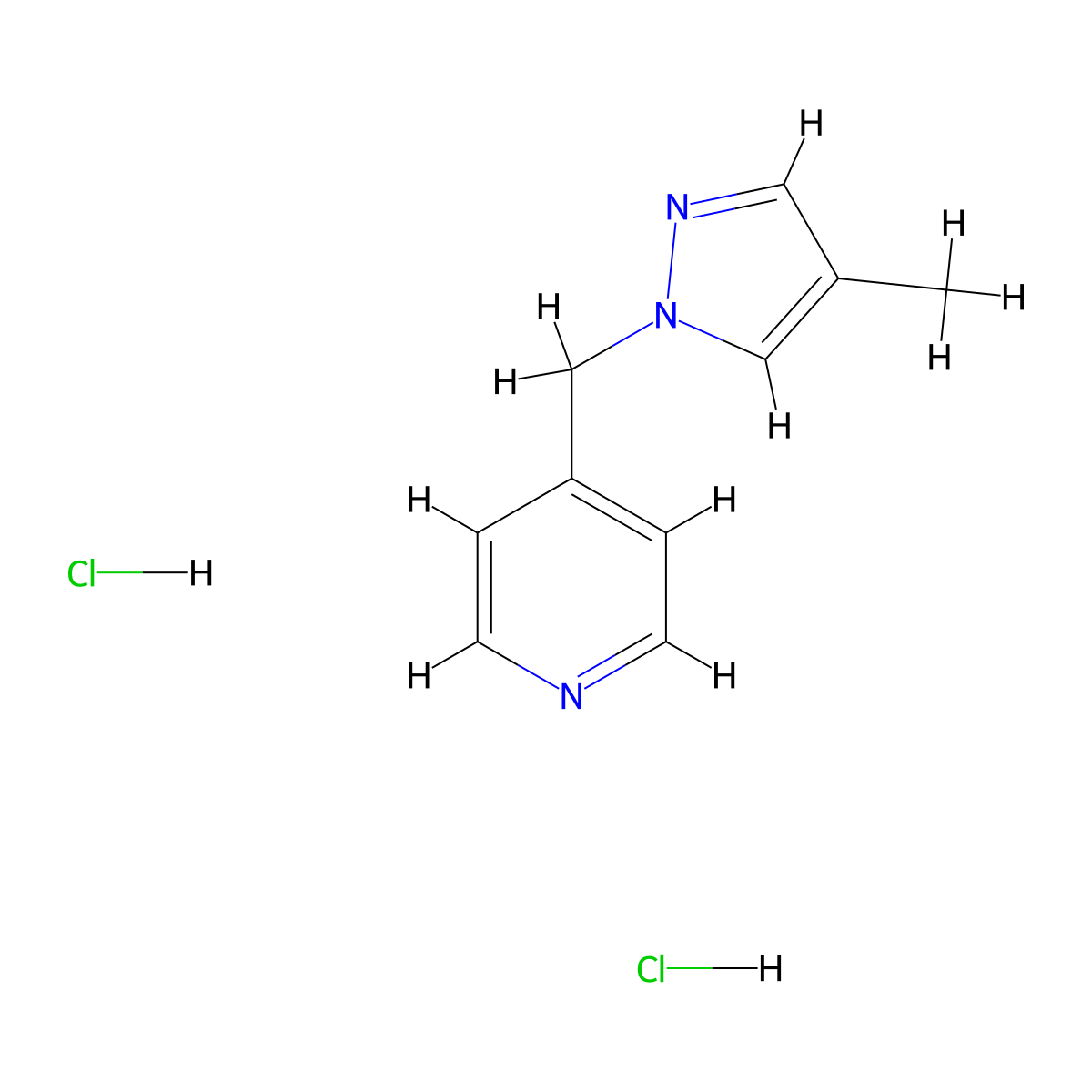 4-[(4-methyl-1H-pyrazol-1-yl)methyl]pyridine dihydrochloride molecular structure, CAS 2379976-83-5