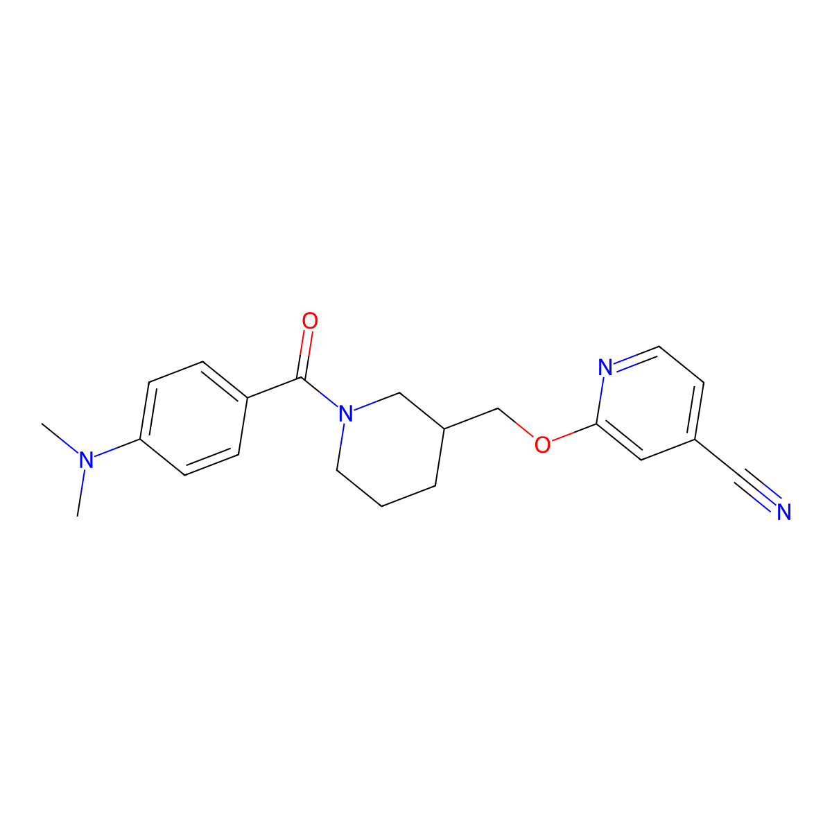 2-({1-[4-(Dimethylamino)benzoyl]piperidin-3-yl}methoxy)pyridine-4-carbonitrile molecular structure, CAS 2379976-85-7