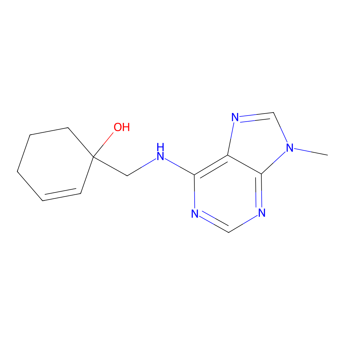 1-{[(9-methyl-9H-purin-6-yl)amino]methyl}cyclohex-2-en-1-ol molecular structure, CAS 2379976-86-8