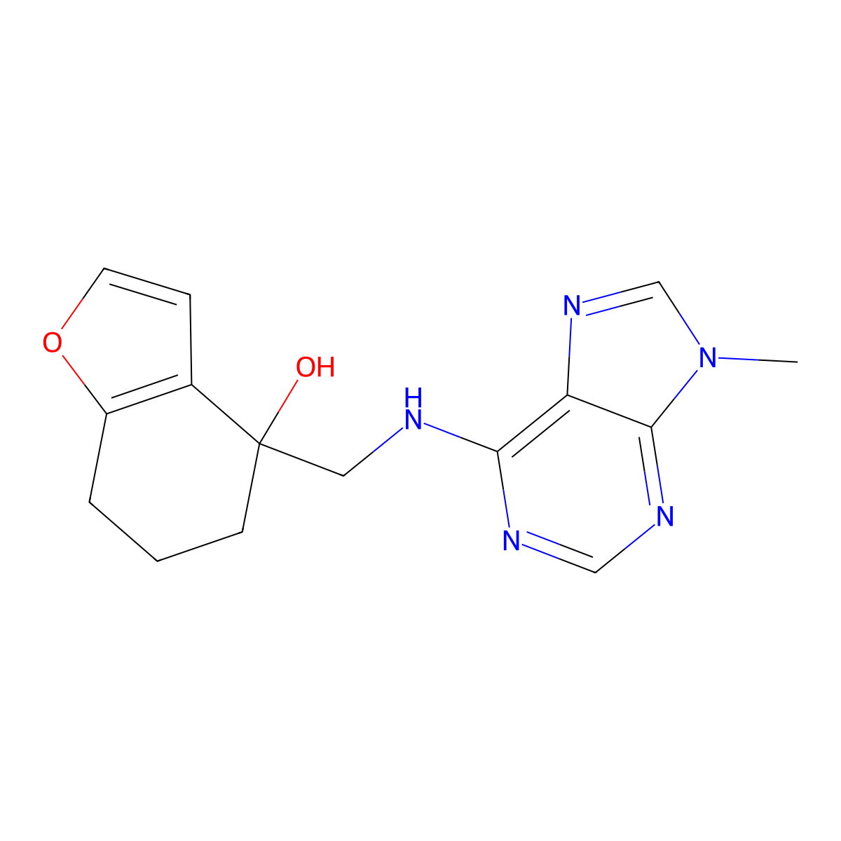 4-{[(9-methyl-9H-purin-6-yl)amino]methyl}-4,5,6,7-tetrahydro-1-benzofuran-4-ol molecular structure, CAS 2379976-96-0
