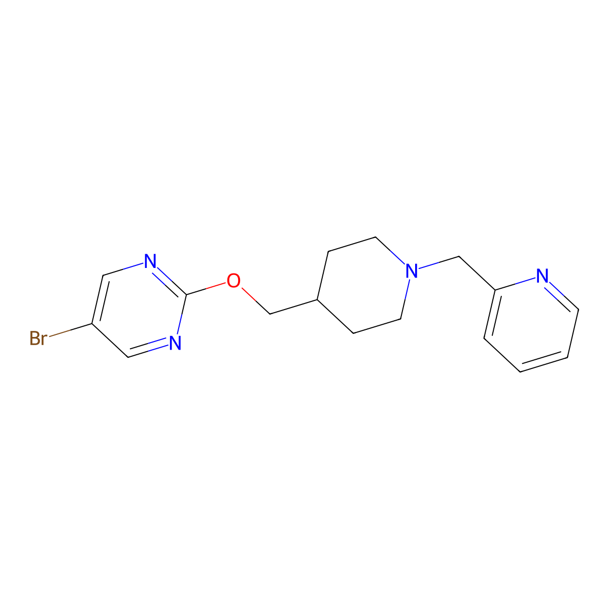 5-Bromo-2-({1-[(pyridin-2-yl)methyl]piperidin-4-yl}methoxy)pyrimidine molecular structure, CAS 2379976-97-1