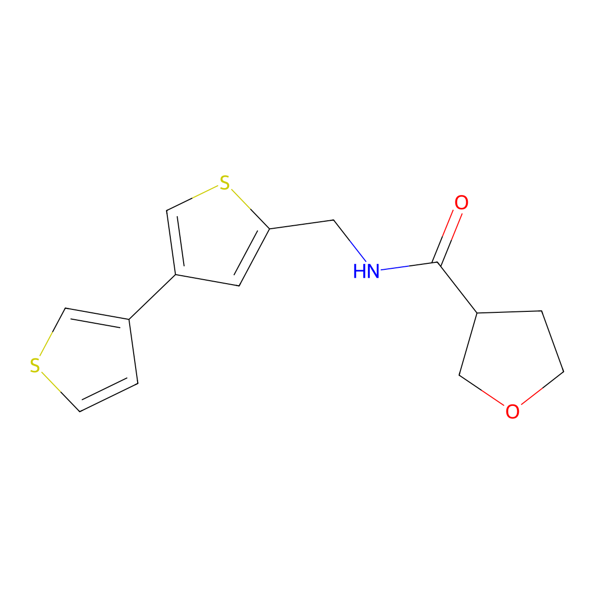 N-({[3,3'-bithiophene]-5-yl}methyl)oxolane-3-carboxamide molecular structure, CAS 2379977-00-9