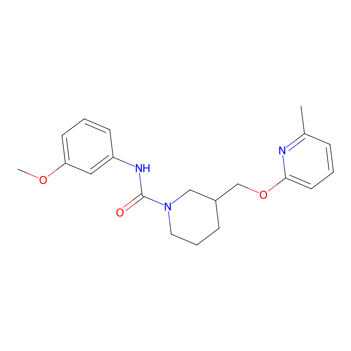 N-(3-methoxyphenyl)-3-{[(6-methylpyridin-2-yl)oxy]methyl}piperidine-1-carboxamide molecular structure, CAS 2379977-04-3